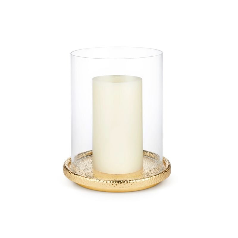 Tulln Hurricane by AERIN | Glass and Brass-Finish Pillar Candle Holder 1