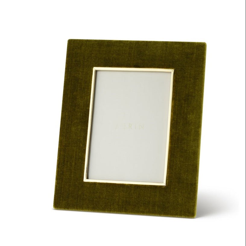 Valentina Velvet Frame - 5 x 7 - Moss by AERIN at Fig Linens and Home - Front View