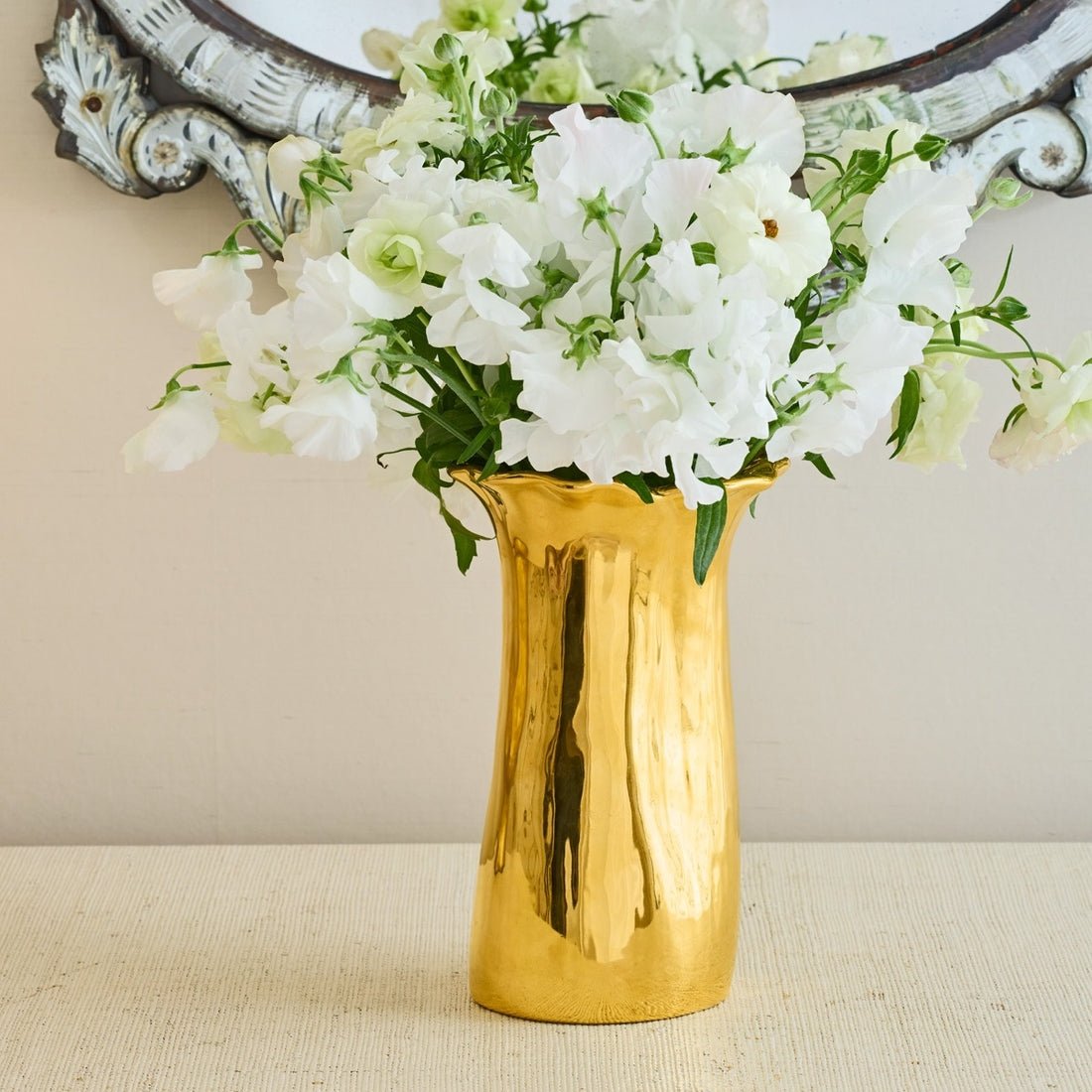 Valera Small Vase in Gold | AERIN at Fig Linens and Home - Lifestyle 2