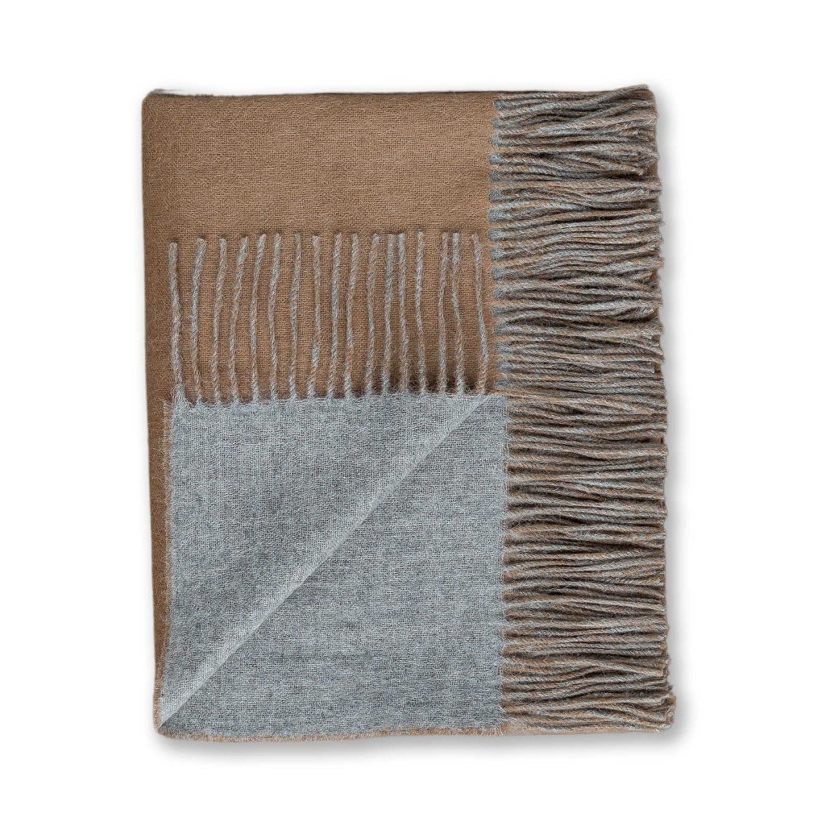 Reversible Throw Camel and Light Grey by Alicia Adams Alpaca at Fig Linens and Home