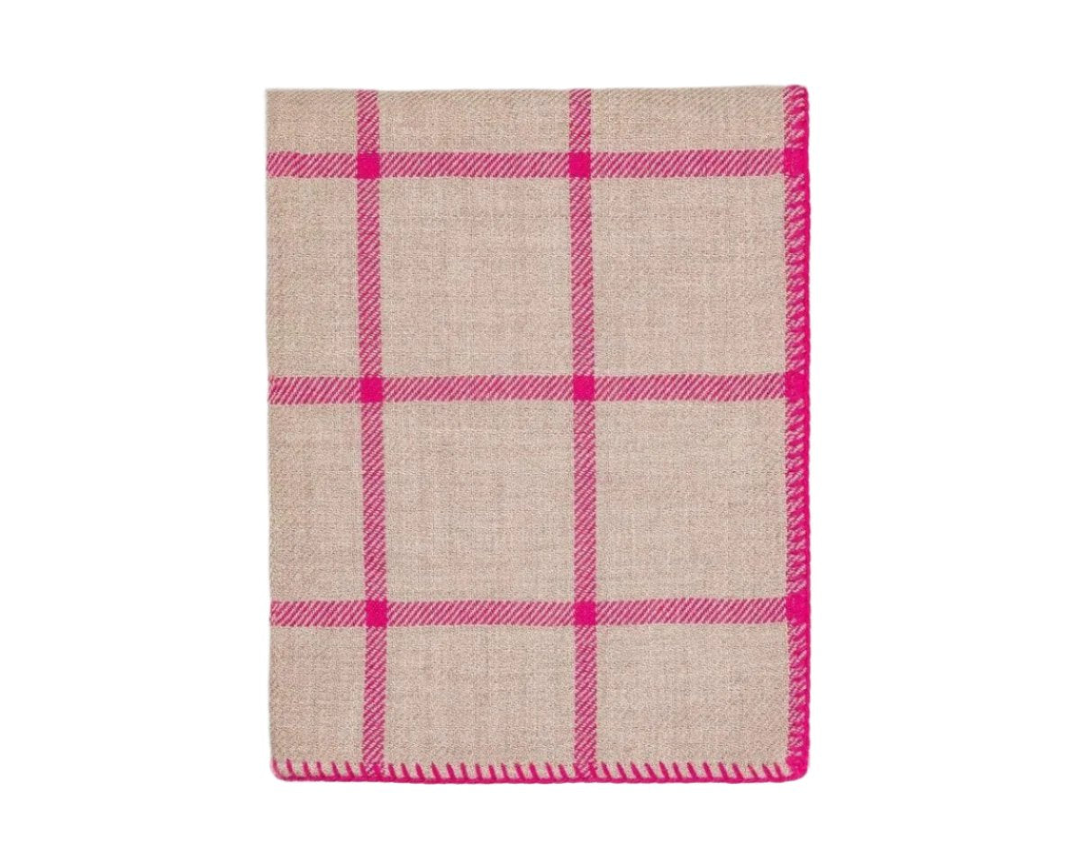 Graydon Alpaca Throw in Light Taupe and Fuchsia by Alicia Adams