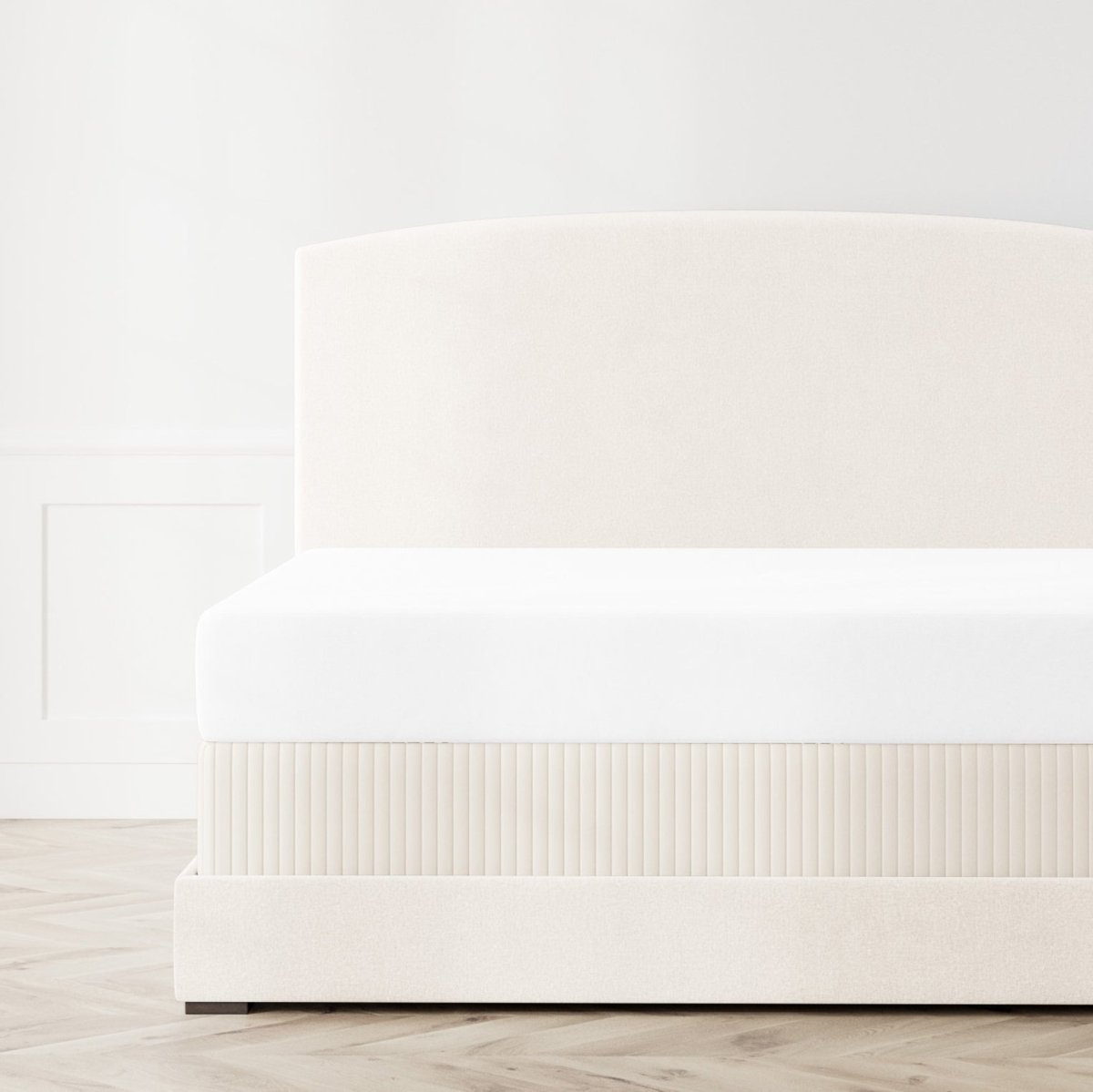 Ann Gish Charmeuse Channel Quilted Box Spring Cover by Ann Gish shown on Bed in Ivory