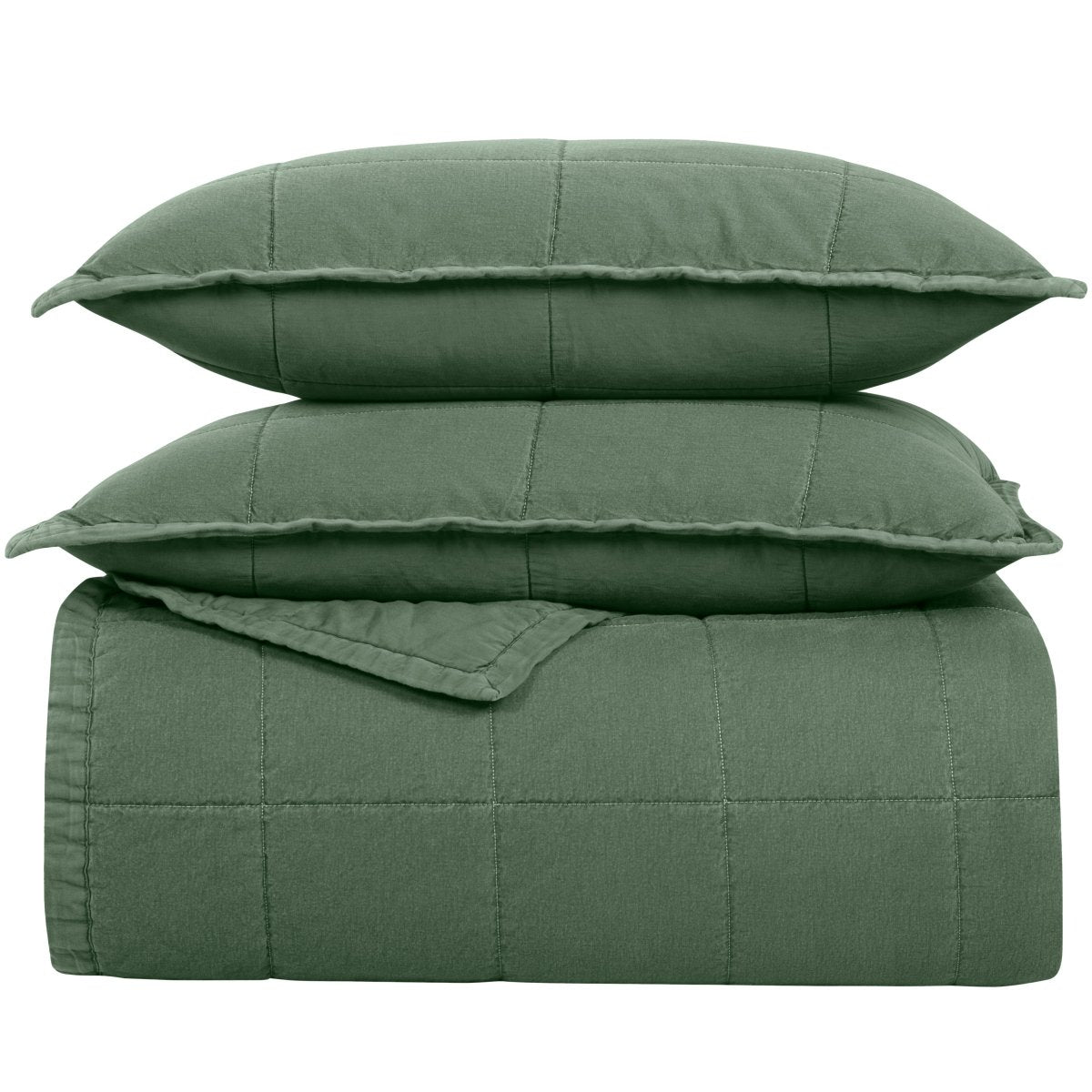 Ready-to-Bed 2.0 Cotton Canvas Coverlet Set by Ann Gish - Forest Green at Fig Linens and Home