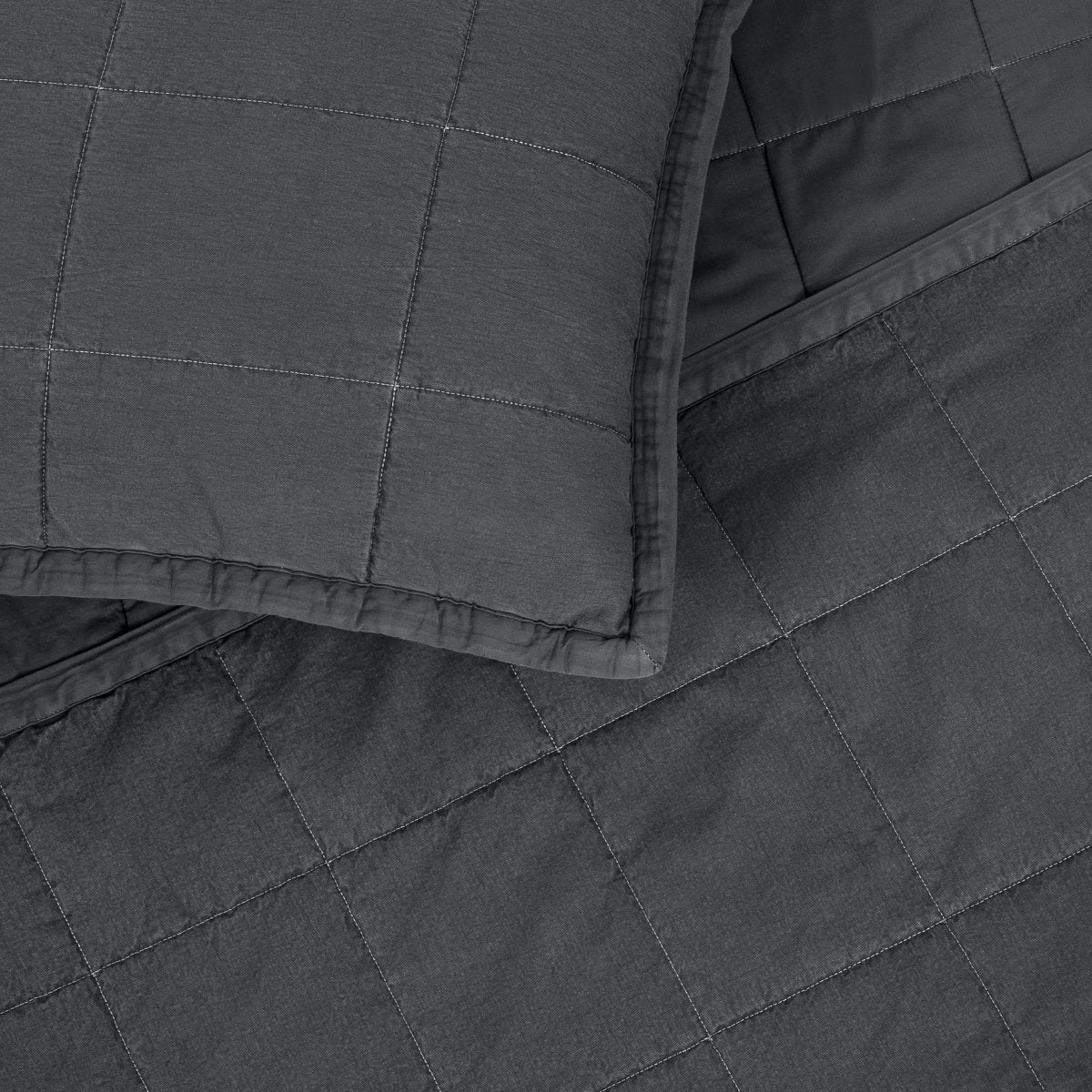 Charcoal Fabric Swatch - Ready-to-Bed 2.0 Cotton Canvas Coverlet Set by Ann Gish