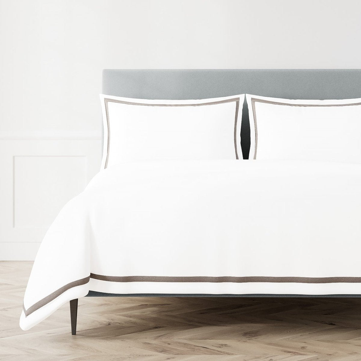 Duvet Cover - Ann Gish Ready-to-Bed 2.0 Cotton & Trim Duvet in White and Grey