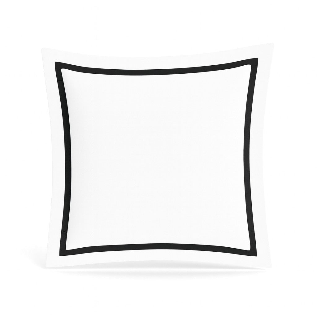 Euro Sham in White and Black | Ready-to-Bed 2.0 Cotton & Trim Pillow Shams by Ann Gish