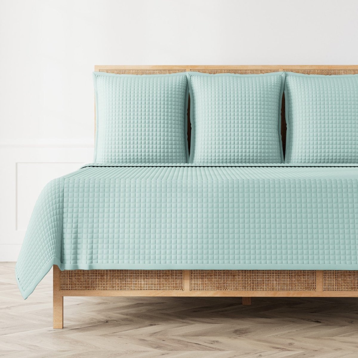 Quilted Coverlet - Ann Gish Ready-to-Bed 2.0 Bedding in Aqua at Fig Linens and Home