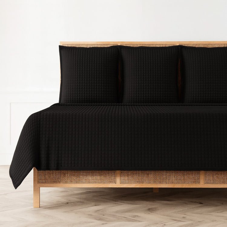 Quilted Coverlet - Ann Gish Ready-to-Bed 2.0 Bedding in Black at Fig Linens and Home
