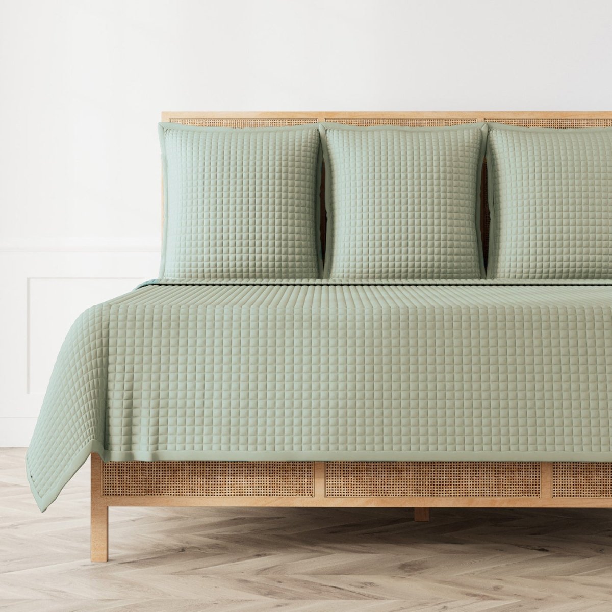 Quilted Coverlet - Ann Gish Ready-to-Bed 2.0 Bedding in Sage Green at Fig Linens and Home