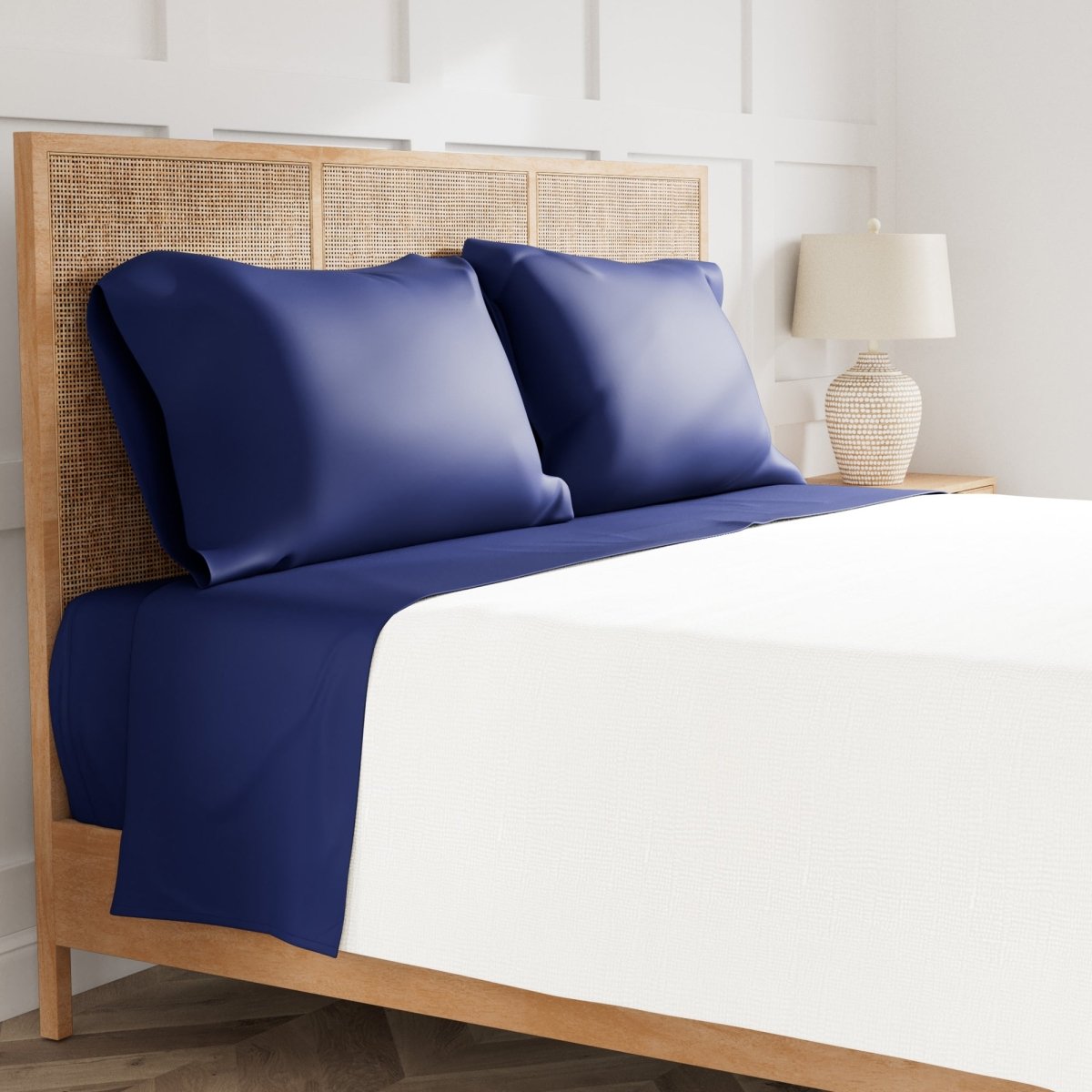 Ann Gish Navy Blue Sheets - Ready-to-Bed 2.0 Sheet Set at Fig Linens and Home