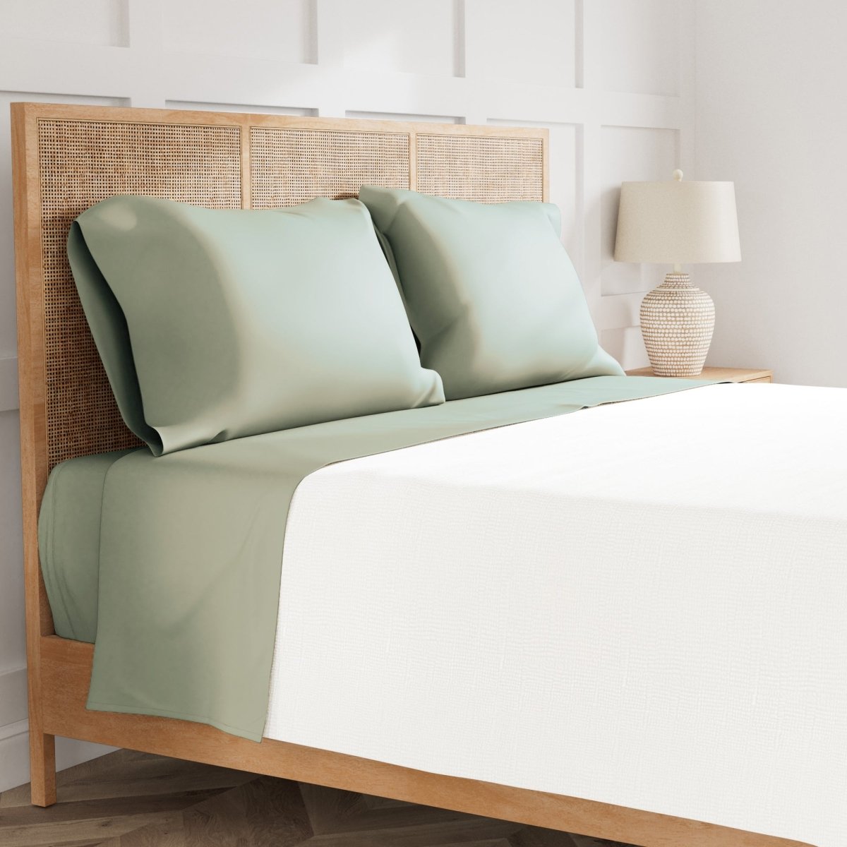 Ann Gish Sage Green Sheets - Ready-to-Bed 2.0 Sheet Set at Fig Linens and Home