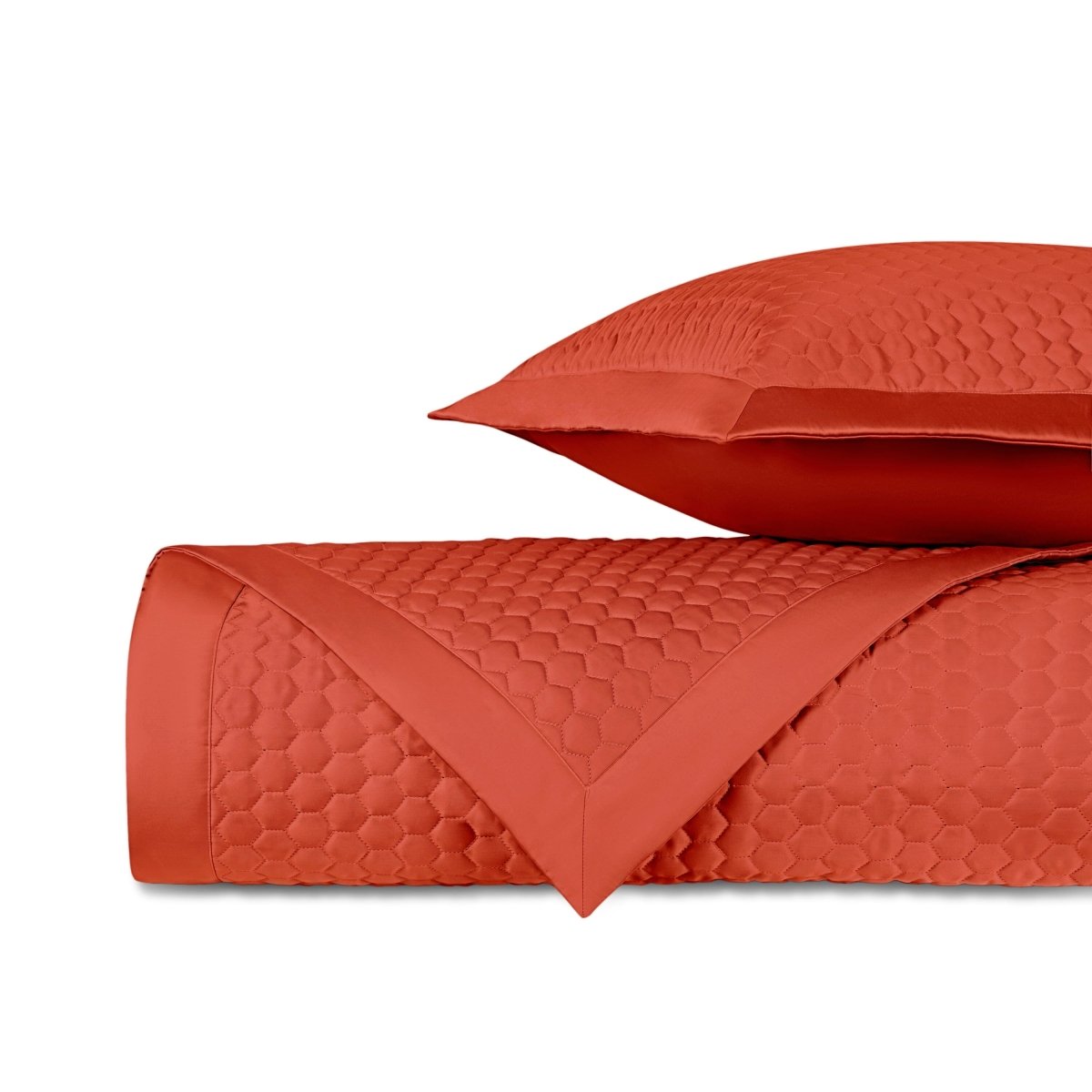 APIARY Quilted Coverlet in Lobster by Home Treasures at Fig Linens and Home
