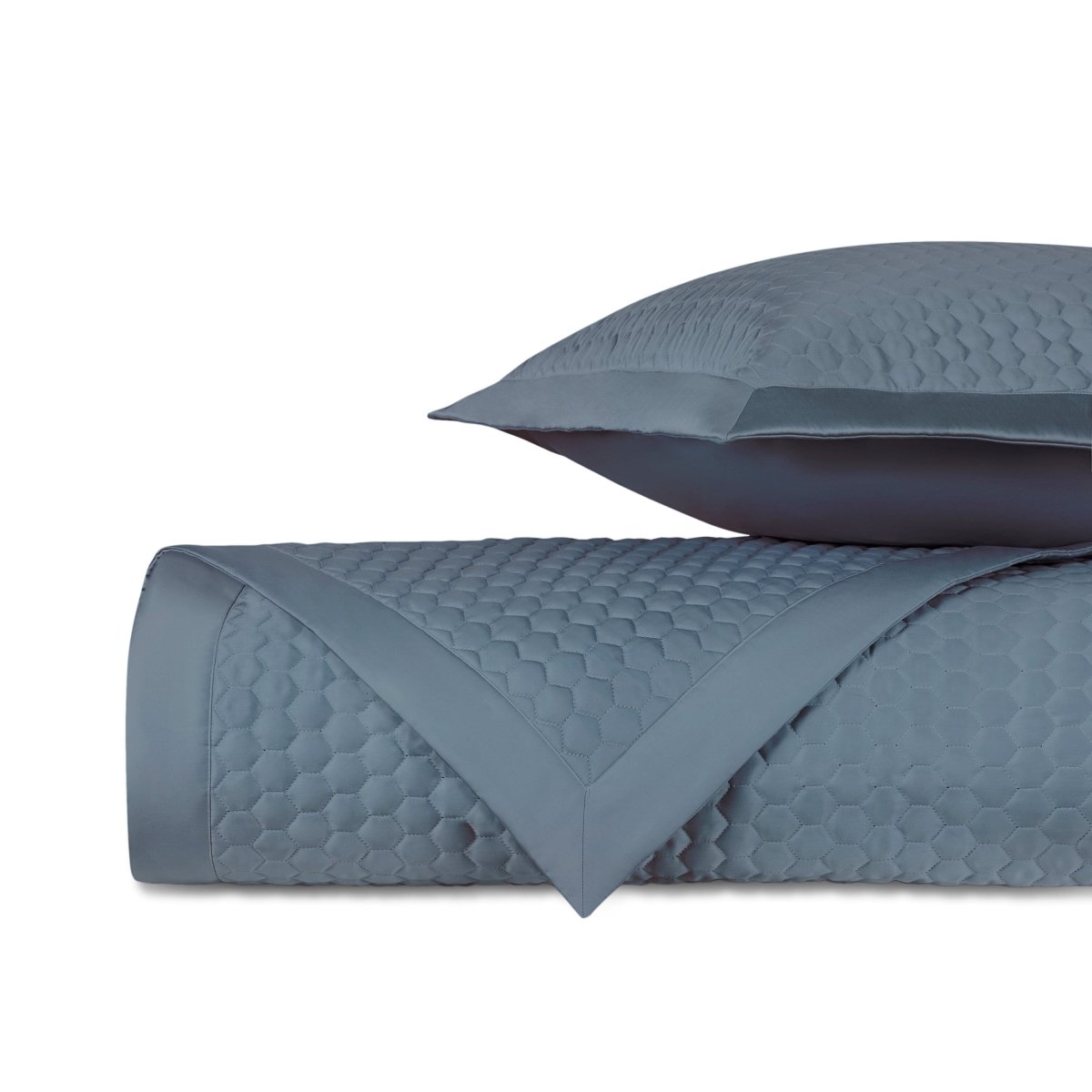 APIARY Quilted Coverlet in Slate Blue by Home Treasures at Fig Linens and Home