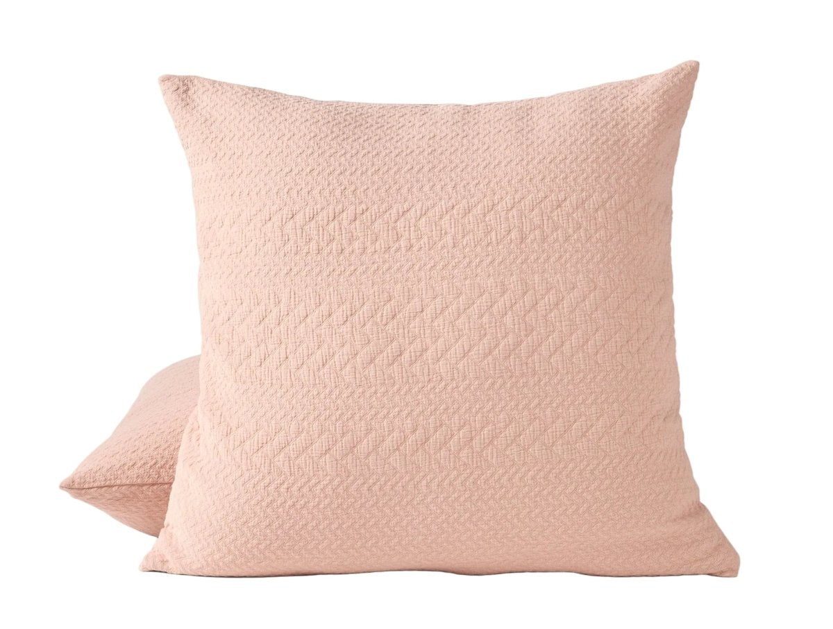 Coyuchi Angeles Organic Matelasse Euro Square Sham in Petal at Fig Linens and Home