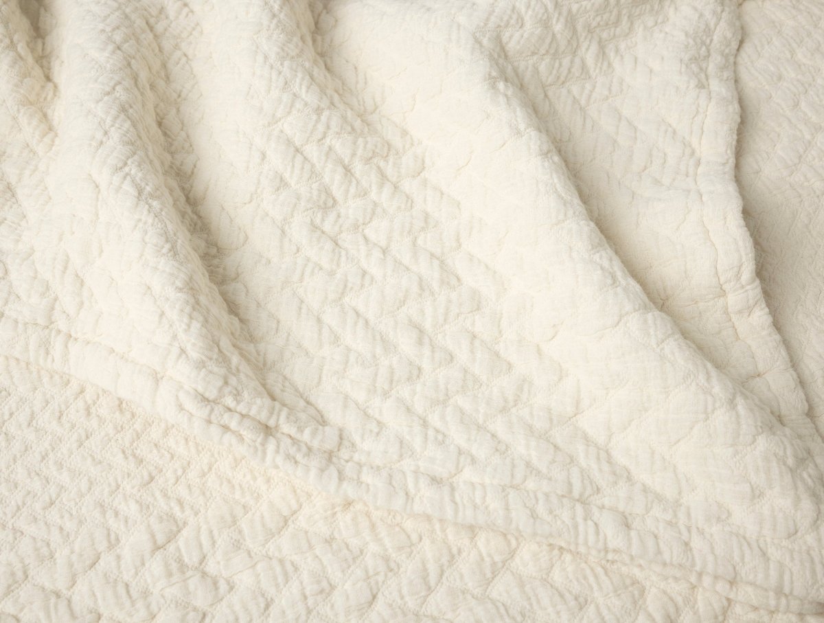 Coyuchi Angeles Organic Matelasse in Undyed - Fabric Swatch at Fig Linens and Home 1