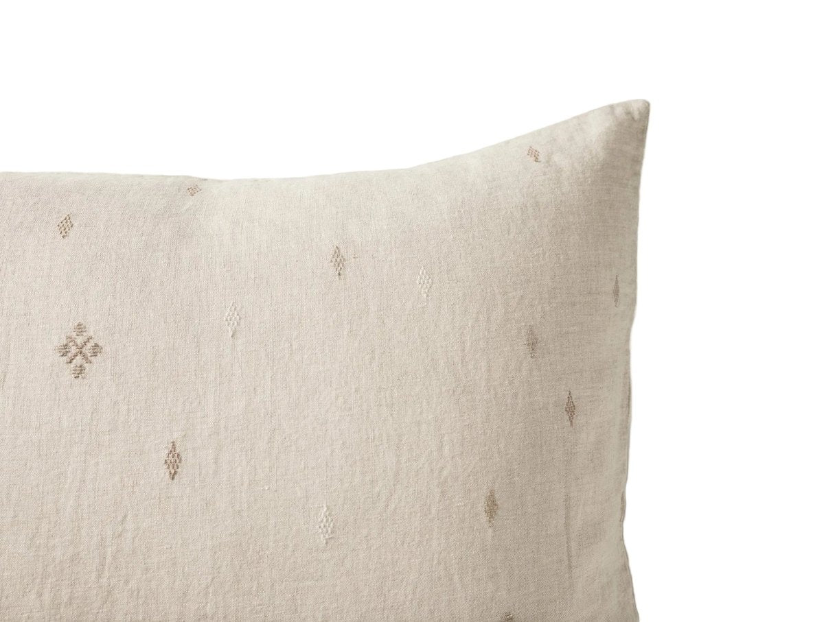 Sham Detail - Coyuchi Cambria Embroidered Organic Linen Natural Chambray at Fig Linens and Home 1