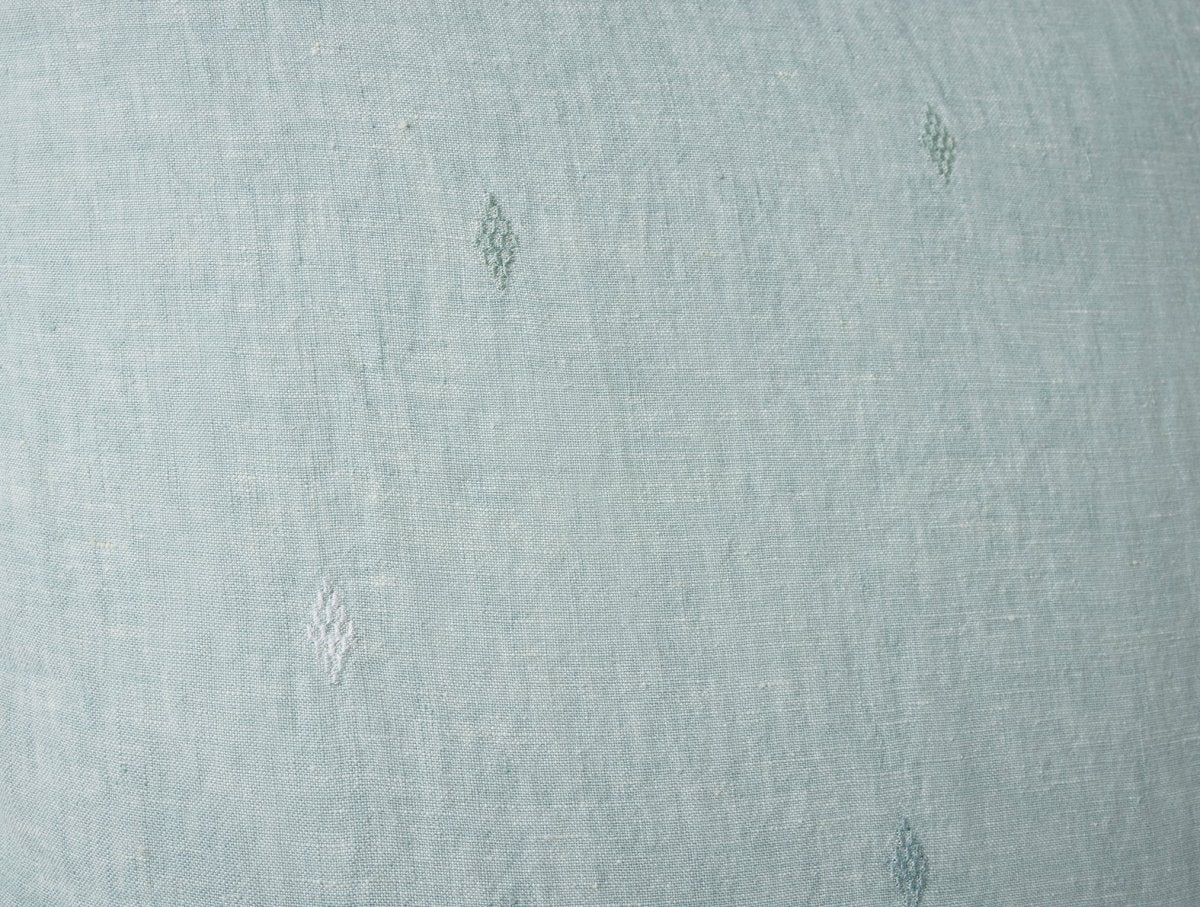 Coyuchi Cambria Embroidered Organic Linen Pacific Blue Chambray Bedding at Fig Linens and Home - 4