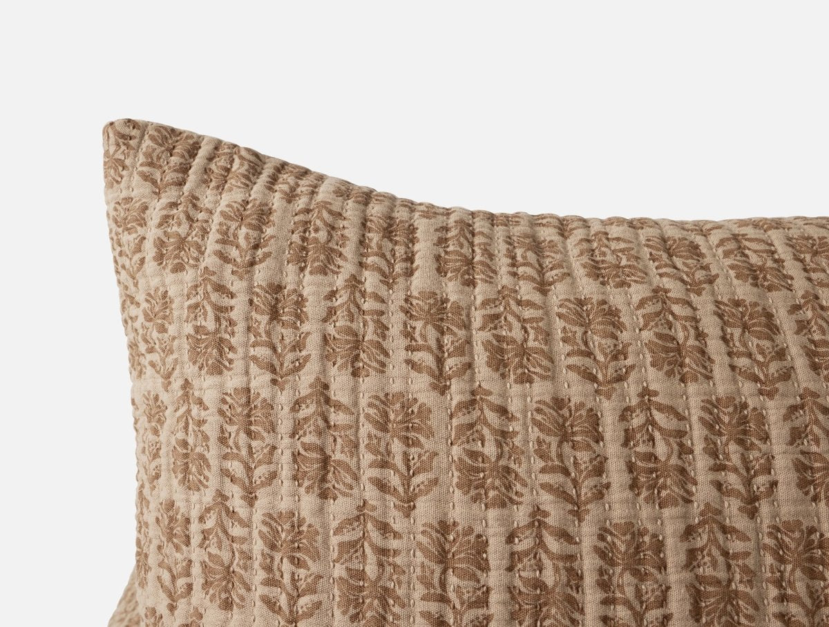 Euro Sham Detail - Coyuchi Mirada Fawn Chrysanthemum Organic Matelasse at Fig Linens and Home 1