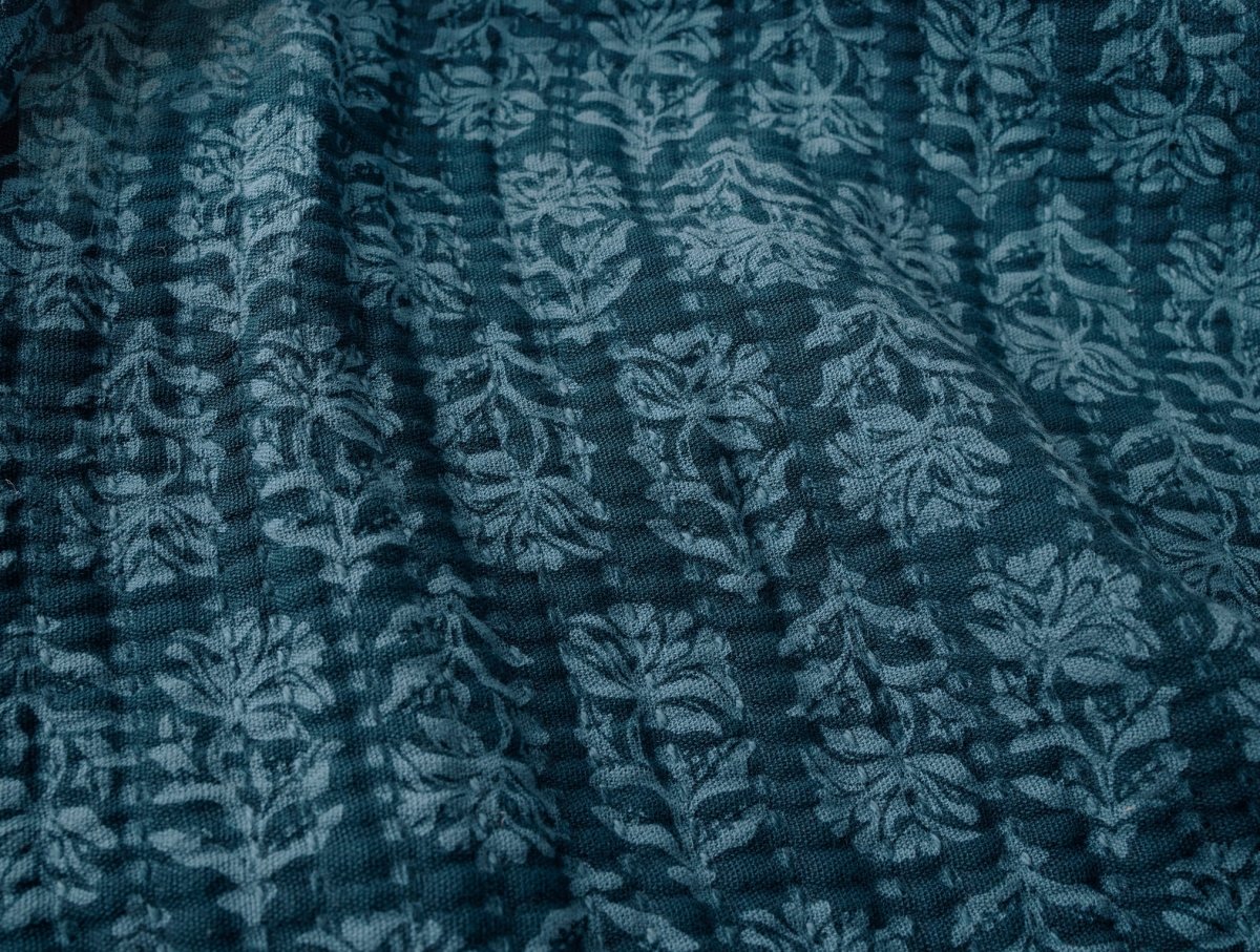 Mirada Organic Matelasse Cerulean Chrysanthemum Coverlet 2 | Coyuchi at Fig Linens and Home
