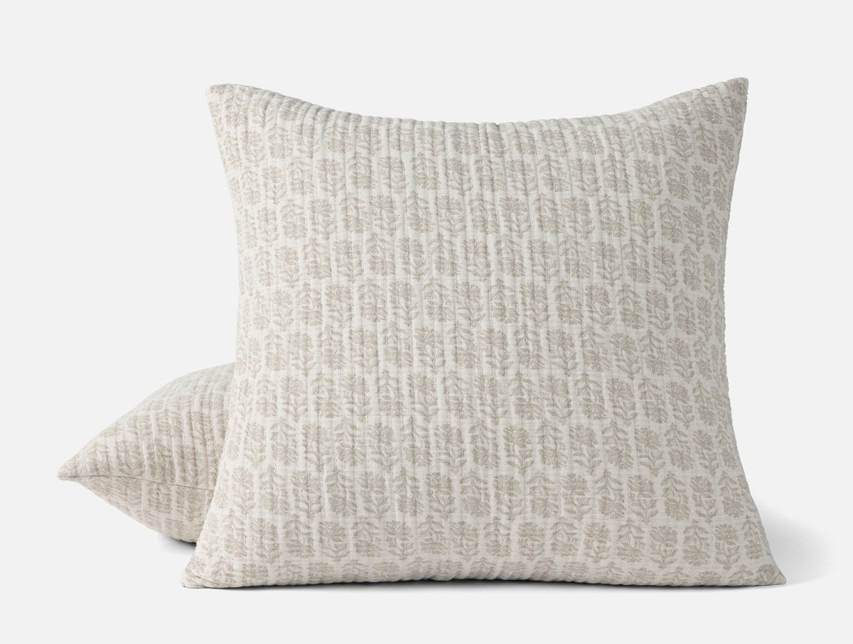 Euro Square Sham - Coyuchi Mirada Sand Chrysanthemum Organic Matelasse at Fig Linens and Home