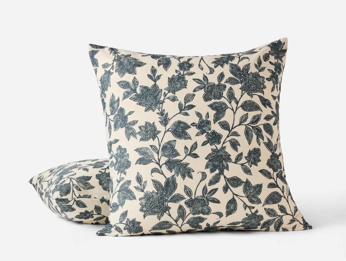 Ophelia Print Midnight Indigo Euro Sham | Coyuchi at Fig Linens and Home
