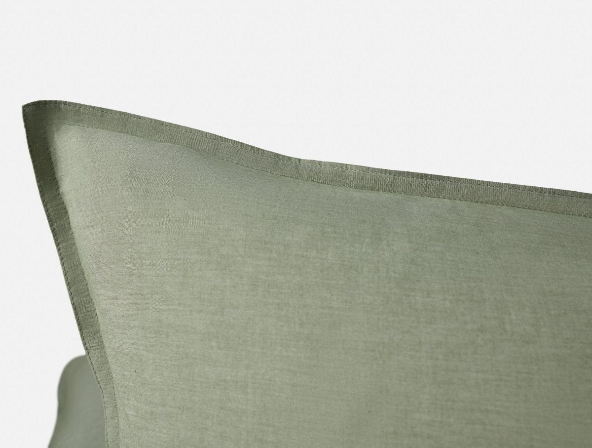 Organic Crinkled Percale Olive Chambray King Sham 2 | Coyuchi at Fig Linens and Home