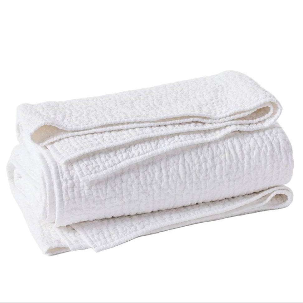 Coyuchi Pebbled Quilt - White Alpine Coverlets at Fig Linens and Home