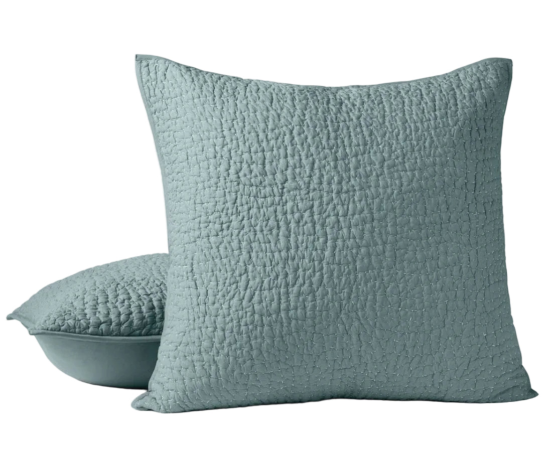 Coyuchi Pebbled Handstitched Organic Quilted Lagoon Euro Sham 26” x 26” | Fig Linens and Home