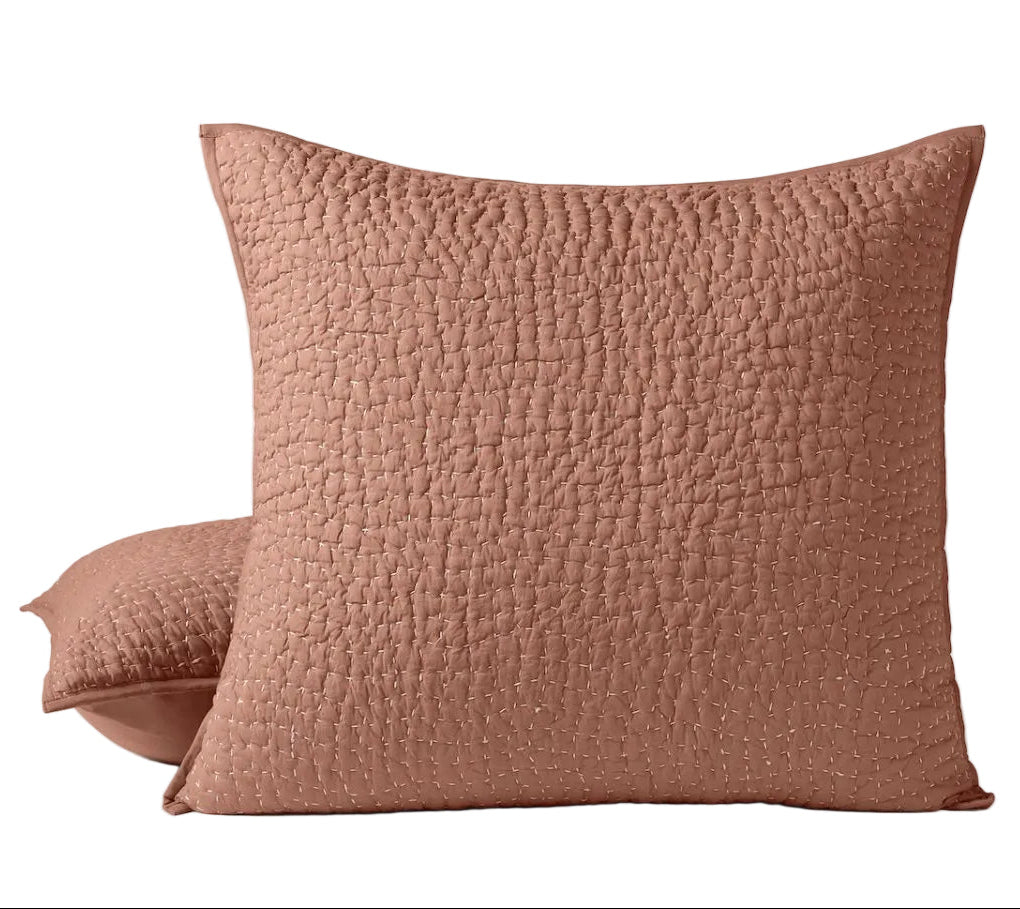 Coyuchi Pebbled Handstitched Organic Quilted Shams in Praline at Fig Linens and Home - View 3
