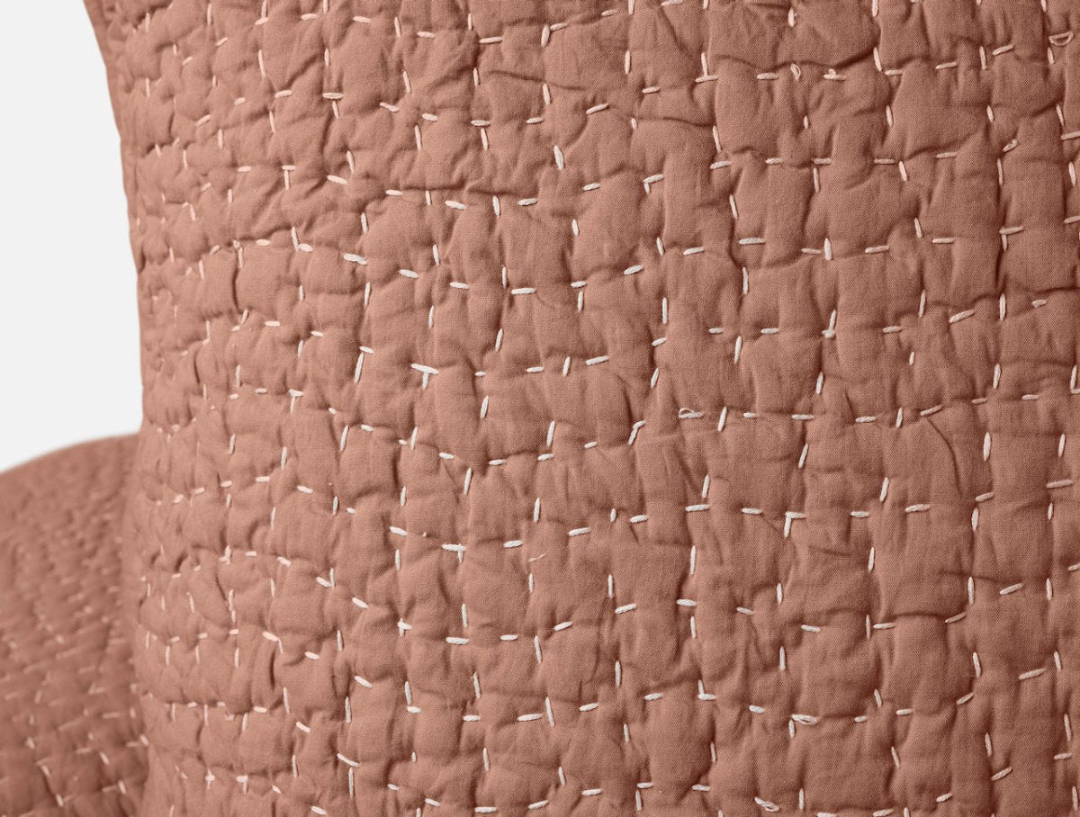 Pebbled Handstitched Organic Blankets by Coyuchi Praline Full/Queen Quilt 90” x 90” at FIG LINENS AND HOME 21
