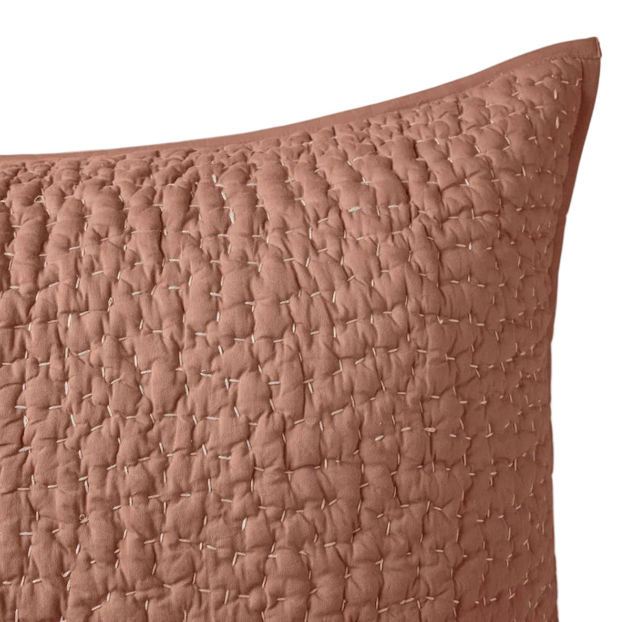 Coyuchi Pebbled Handstitched Organic Quilted Pillow Sham in Praline at Fig Linens and Home