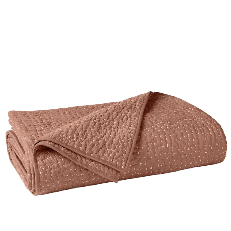 Coyuchi Pebbled Handstitched Organic Quilt in Praline at Fig Linens and Home