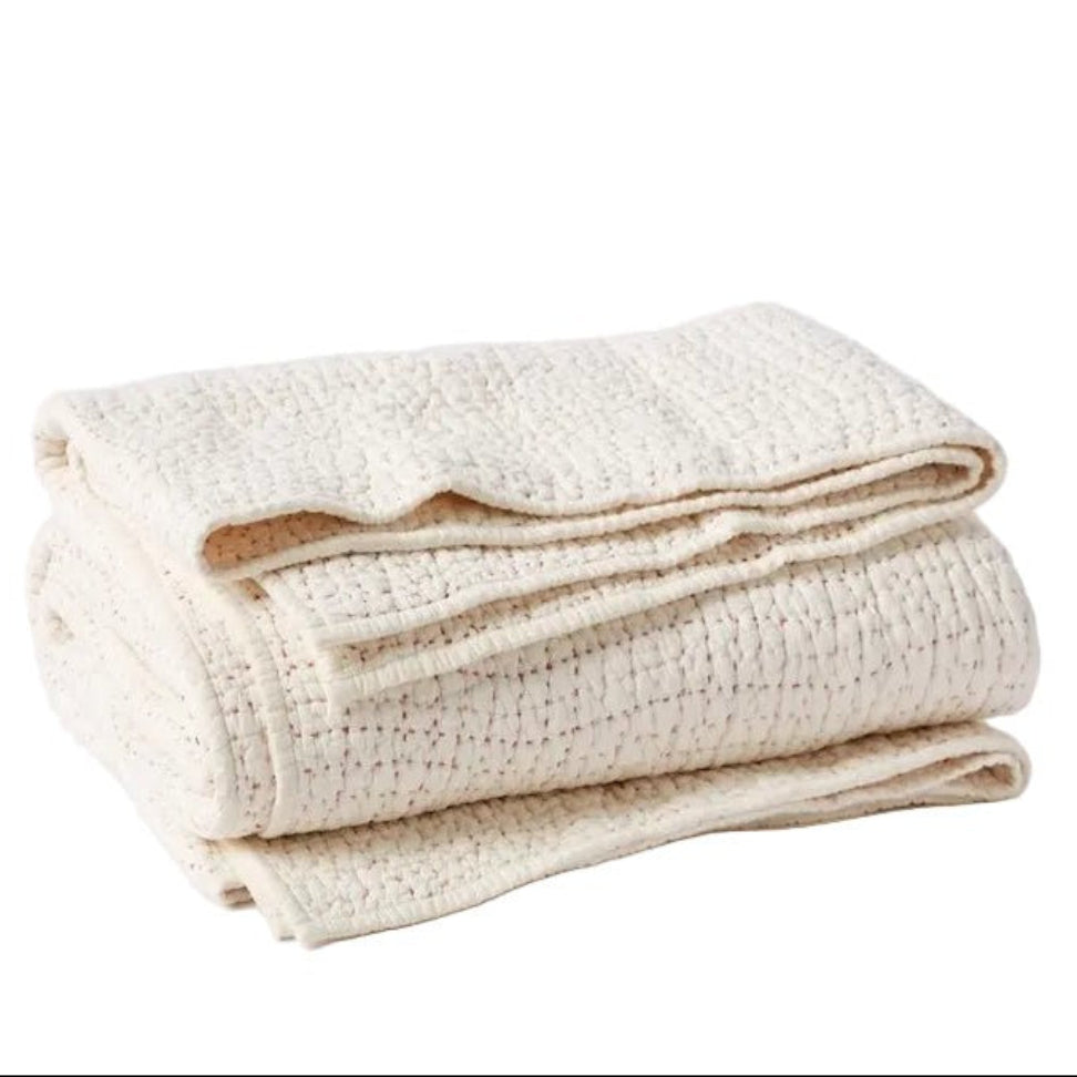 Coyuchi Quilt - Pebbled Organic Undyed Handstitched Quilted Coverlet at Fig Linens and Home - View 1