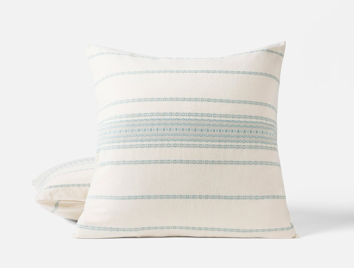 Euro Square Sham - Coyuchi Rippled Stripe Undyed & Surf Organic Bedding at Fig Linens and Home