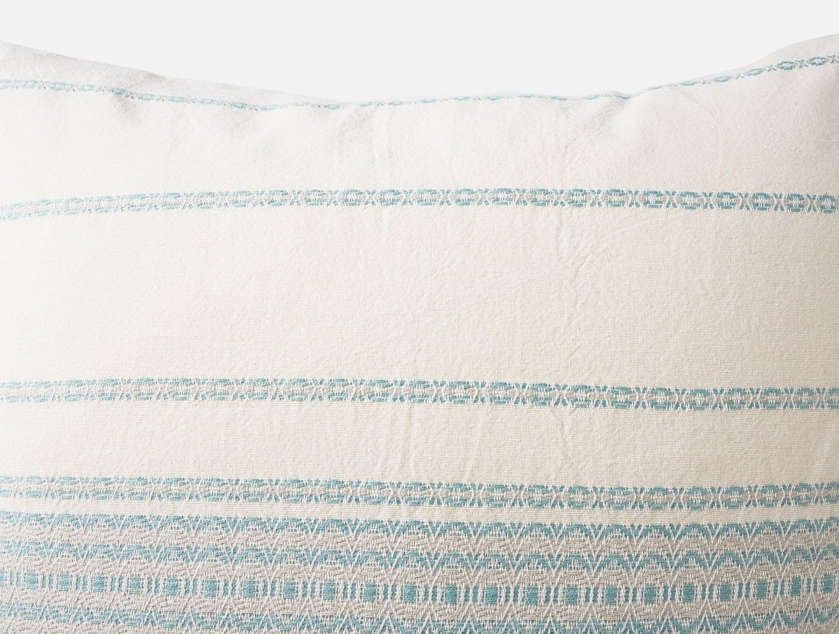 Sham Detail 1 - Coyuchi Rippled Stripe Undyed & Surf Organic Bedding at Fig Linens and Home