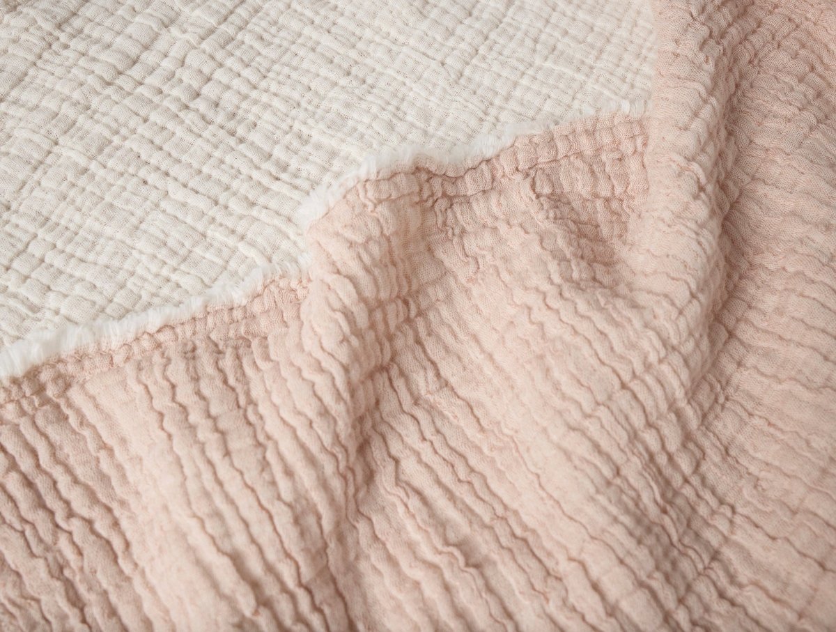 Coyuchi Topanga Praline Chambray Organic Matelasse Blankets | Fabric Swatch at Fig Linens and Home
