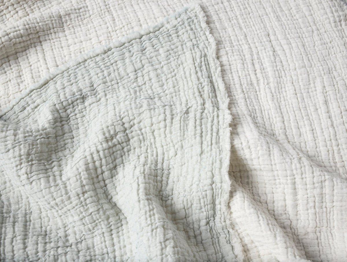 Coyuchi Topanga Tidal Chambray Organic Matelasse Coverlet Swatch at Fig Linens and Home 1