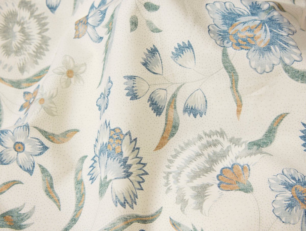 Fabric Print Detail - Coyuchi Viola Cerulean Organic Bedding at Fig Linens and Home View 2