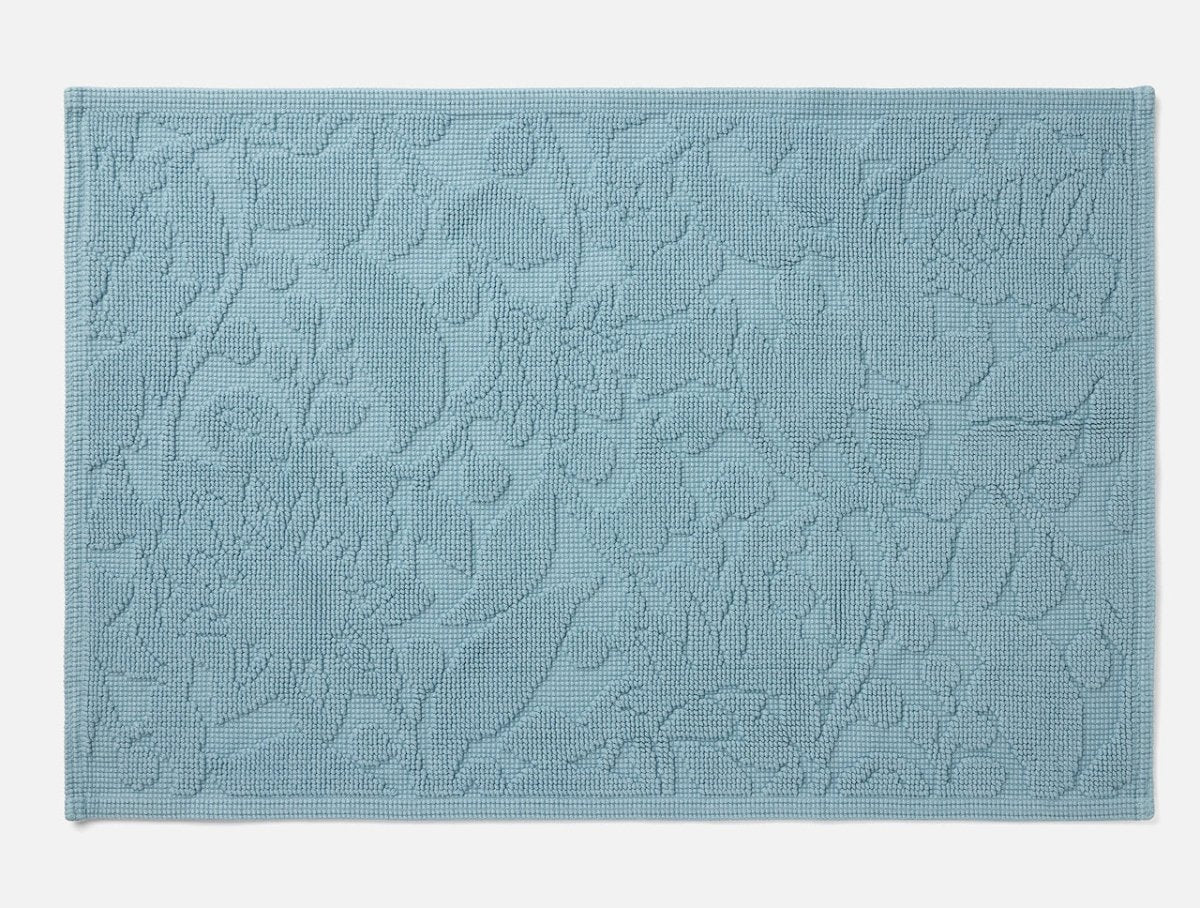 Wildflower Organic Bath Rug by Coyuchi in Pacific Blue at Fig Linens and Home 1