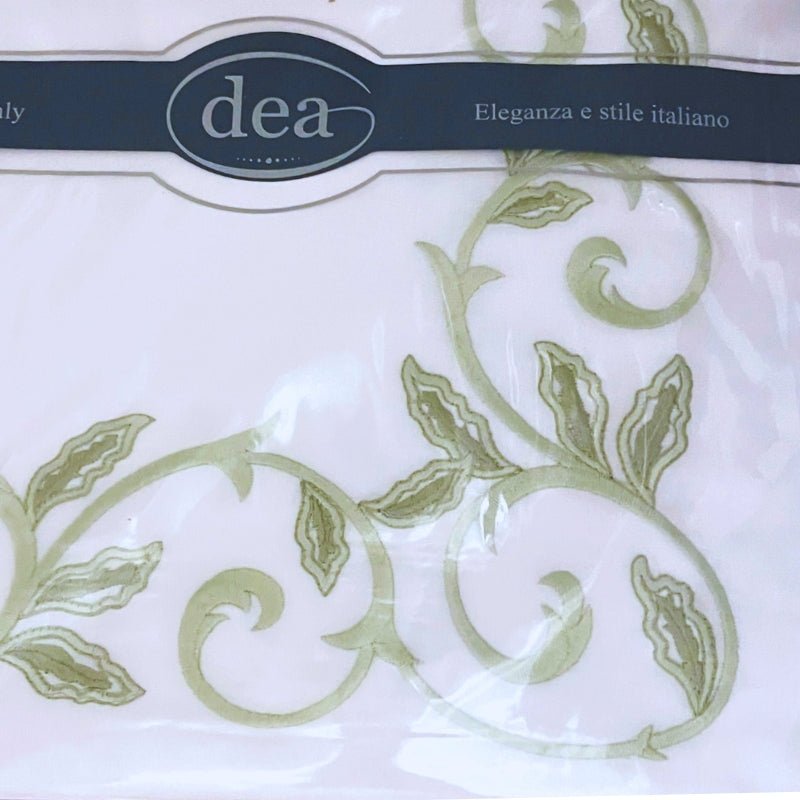 Dea Linens Marina Mint Green Embroidery King Duvet | Luxury Linens Sale at Fig Linens and Home 2