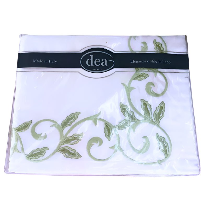 Dea Linens Marina Mint Green Embroidery King Duvet | Luxury Linens Sale at Fig Linens and Home 4