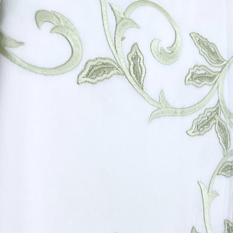 Dea Linens Marina Mint Green Embroidery King Duvet | Luxury Linens Sale at Fig Linens and Home 3