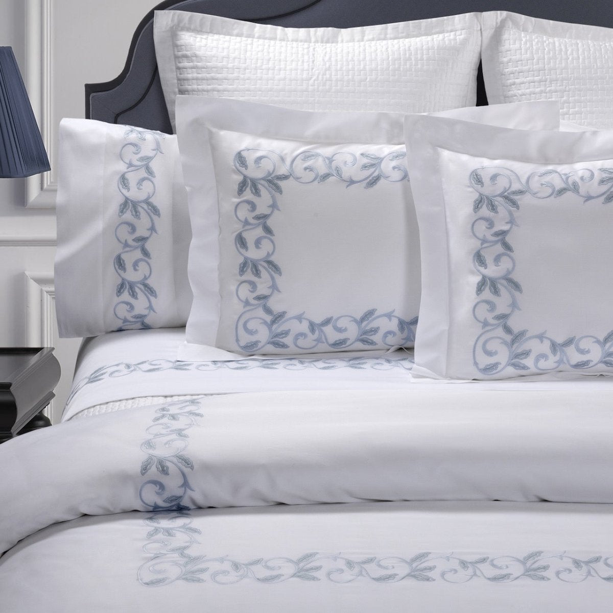 Marina Embroidered Bedding by Dea Fine Linens at Fig LInens and Home
