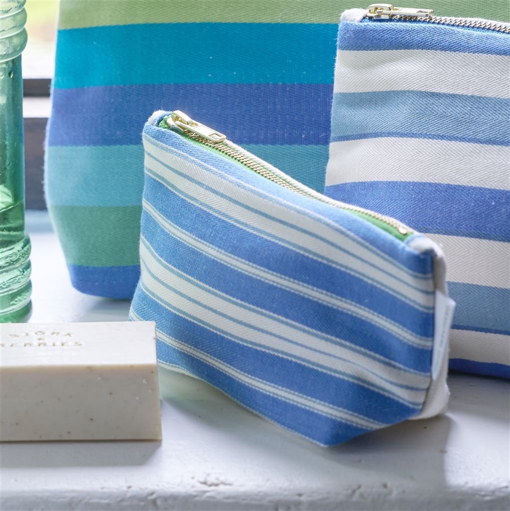 Conduit Stripe Cobalt Toiletry Bag - Designers Guild at Fig Linens and Home 133