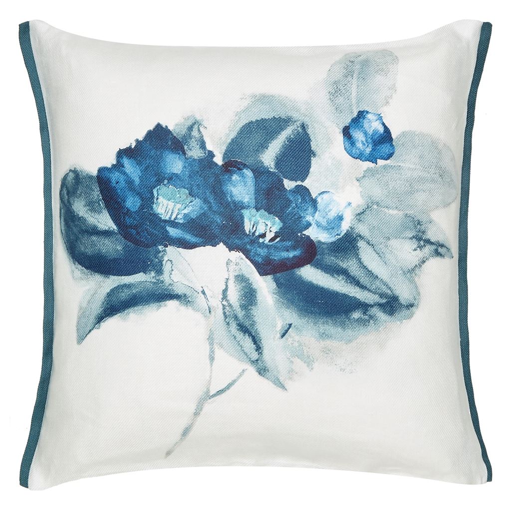 Designers Guild Camellia Indigo Decorative Pillow 20" x 20" Decorative Pillow Indigo at FIG LINENS AND HOME 6