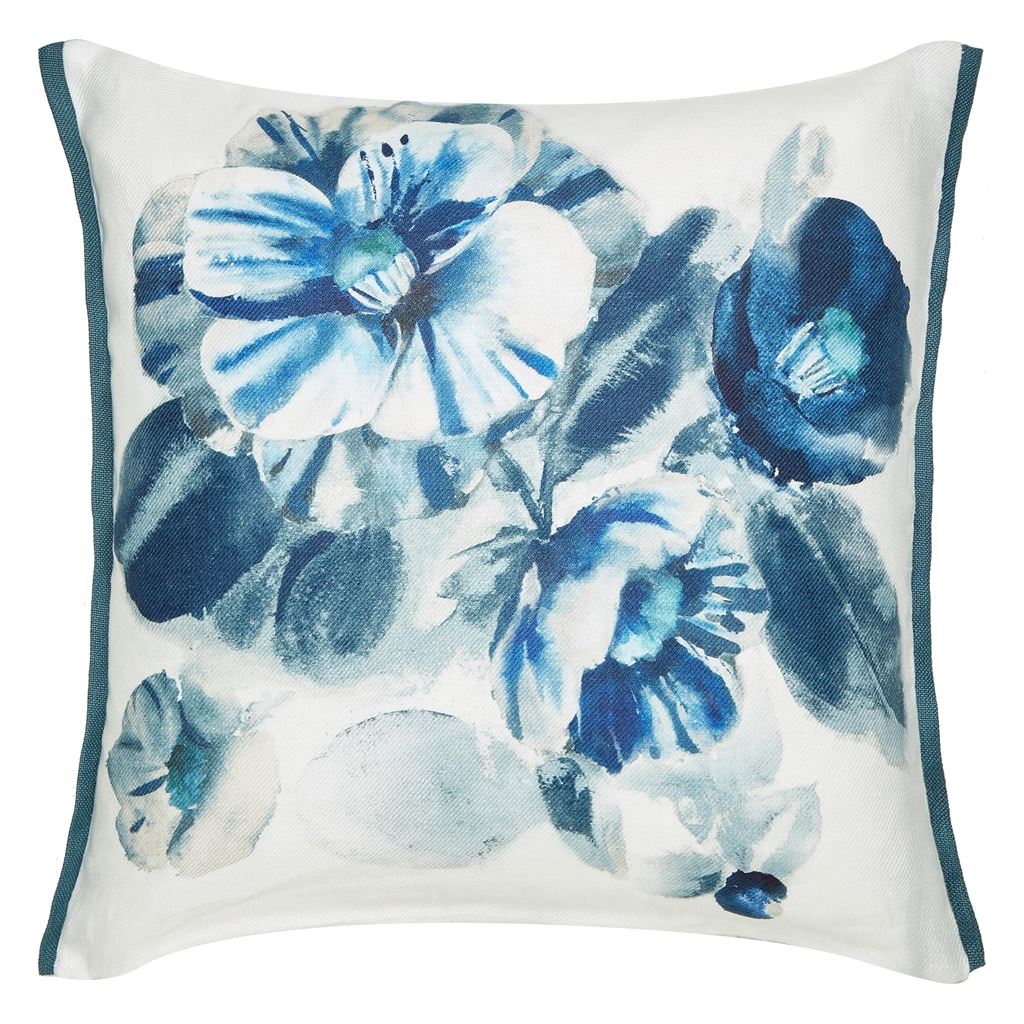 Designers Guild Camellia Indigo Decorative Pillow 20" x 20" Decorative Pillow Indigo at FIG LINENS AND HOME 5