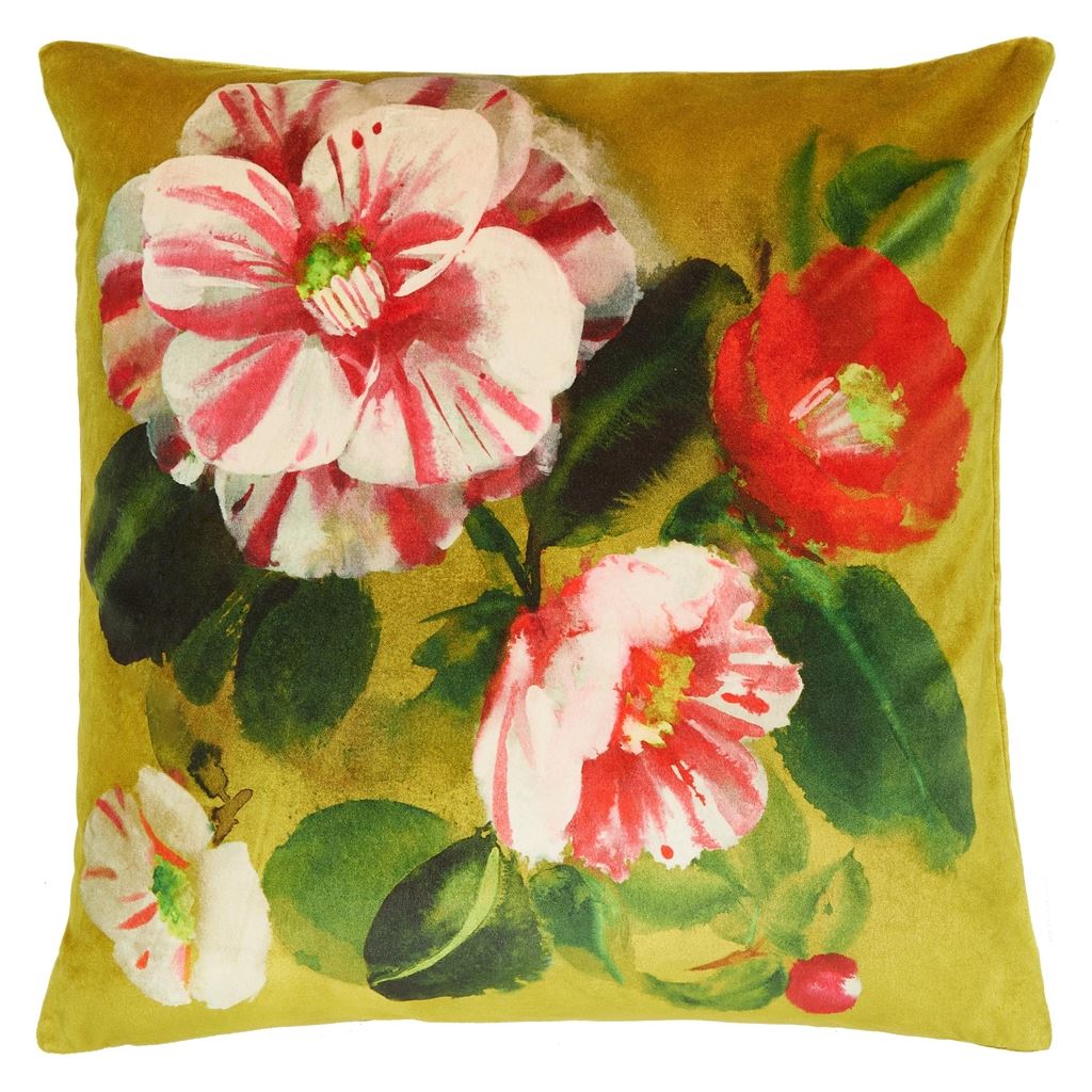 Designers Guild Camellia Velours Mimosa Decorative Pillow 20" x 20" Decorative Pillow Mimosa at FIG LINENS AND HOME 5