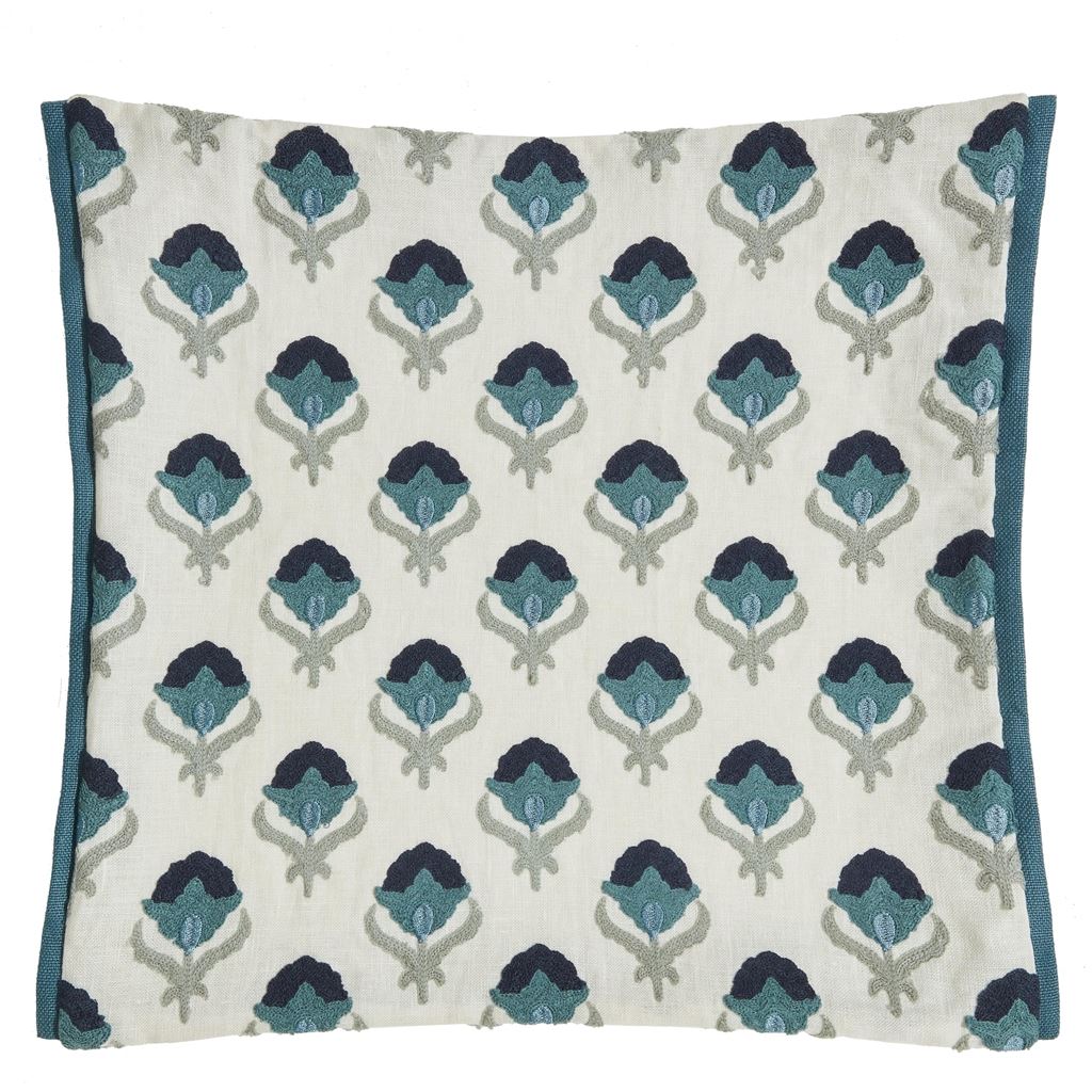 Designers Guild Teasel Indigo Decorative Pillow 17" x 17" Decorative Pillow Indigo at FIG LINENS AND HOME 4