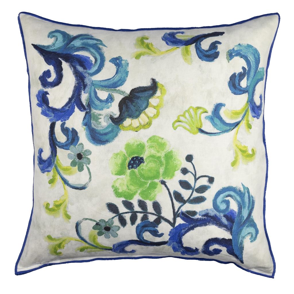 Osier Damasse Cobalt Decorative Pillow - Designers Guild at Fig Linens and Home 93