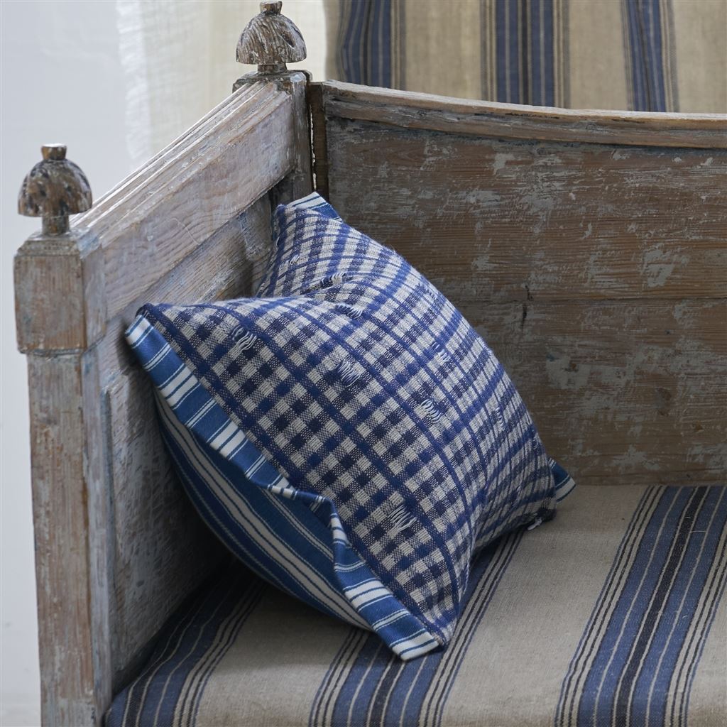 Toile Vichy Indigo Decorative Pillow - Designers Guild at Fig Linens and Home 71